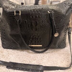 Elegant Black Melbourne Collection Duxbury Crocodile-Embossed Weekender Bag